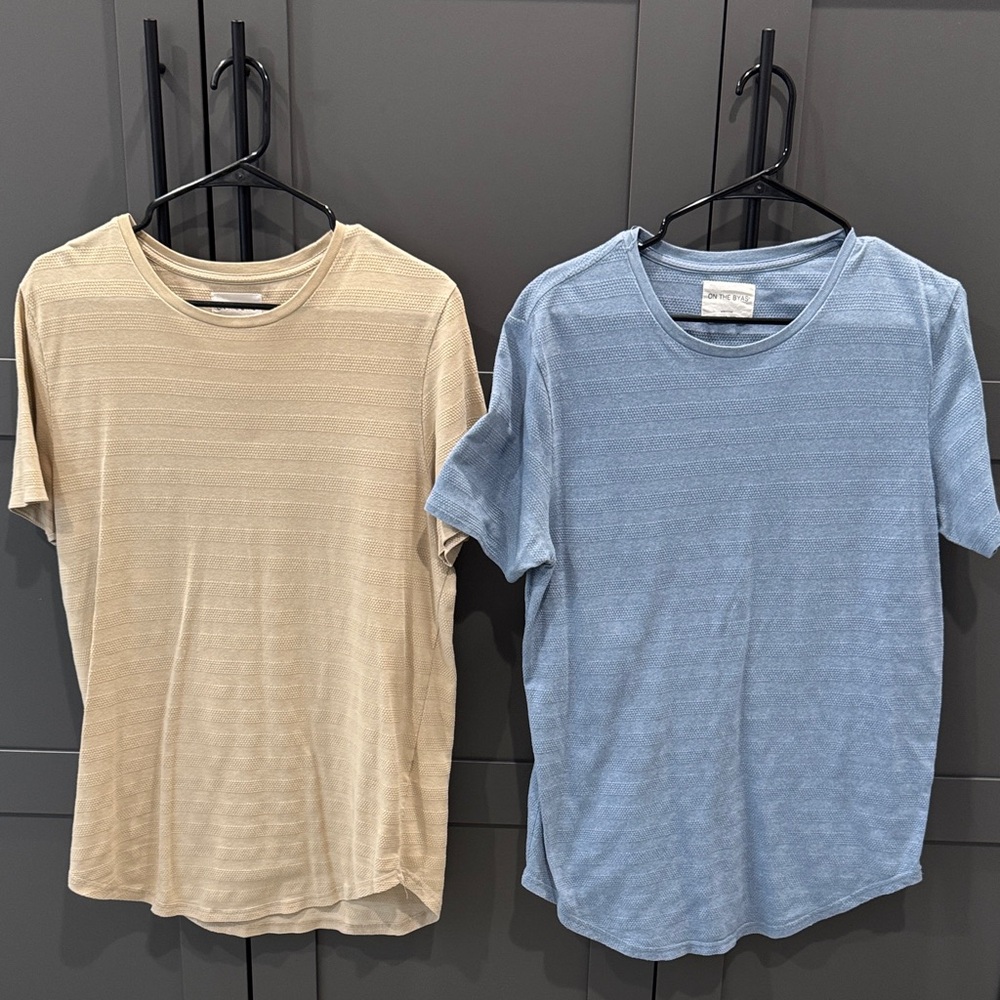 On the Byas Beige and Blue Short Sleeve Tees